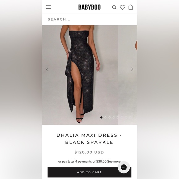 BABYBOO Black sparkle dress and gloves - Picture 2 of 5